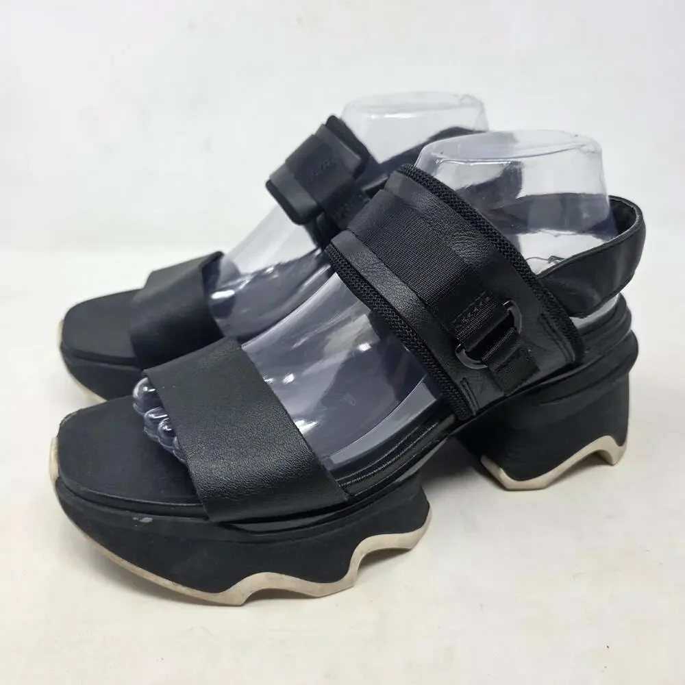 Sorel Black Chunky Platform Sport Sandals Strappy Open Toe Women’s Size 9